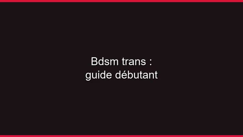 BDSM trans : guide débutant