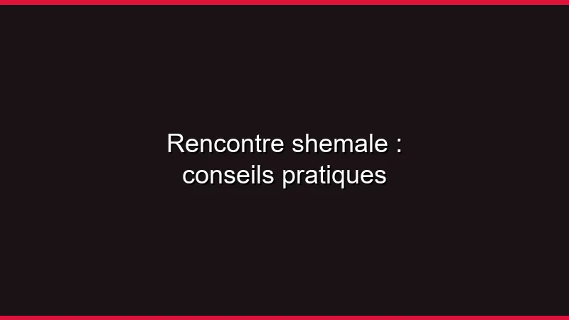 Rencontre shemale : conseils pratiques