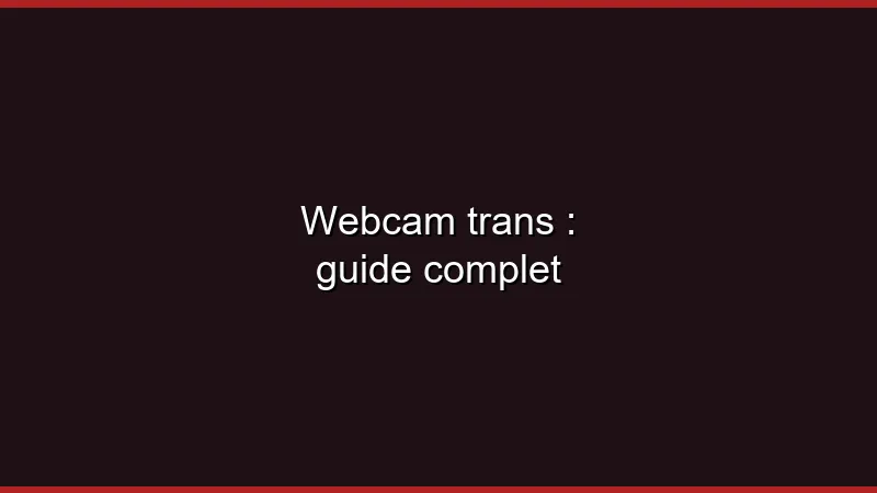 Webcam trans : guide complet